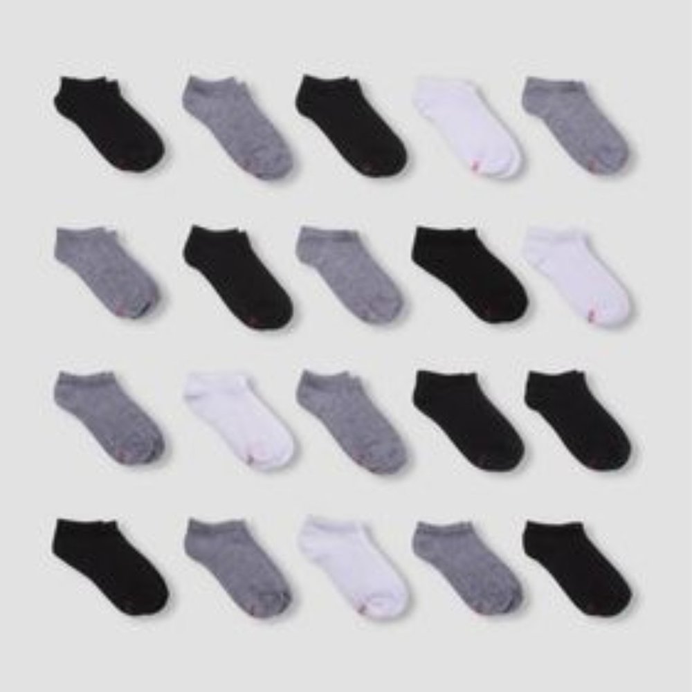 Hanes Boys' 20pk No Show Socks
